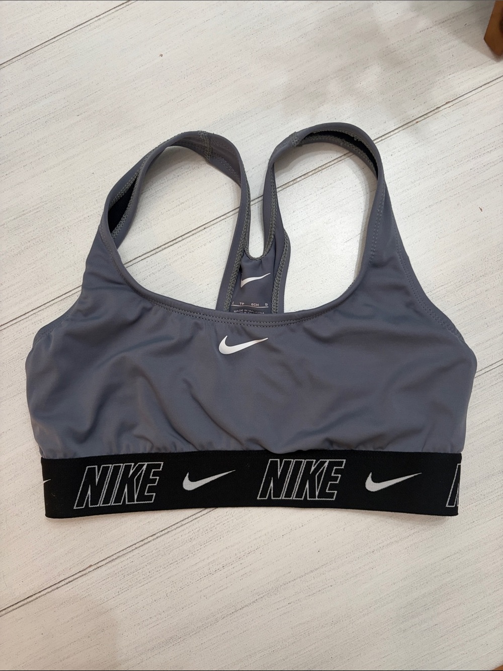 Nike Grey Racerback Logo Elastic Sports Bra